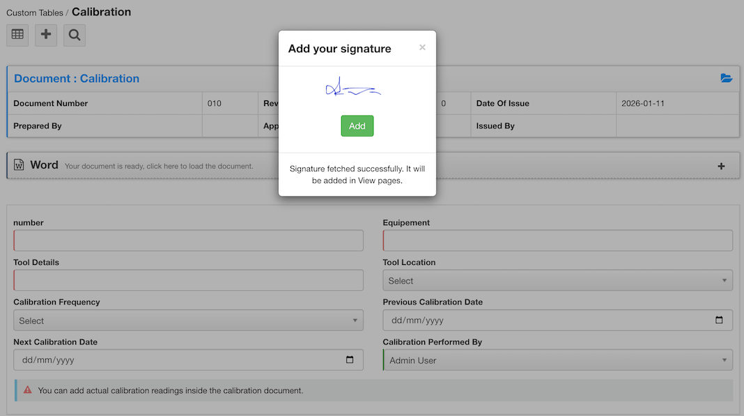 Ask for a digital signature in a FlinkISO form