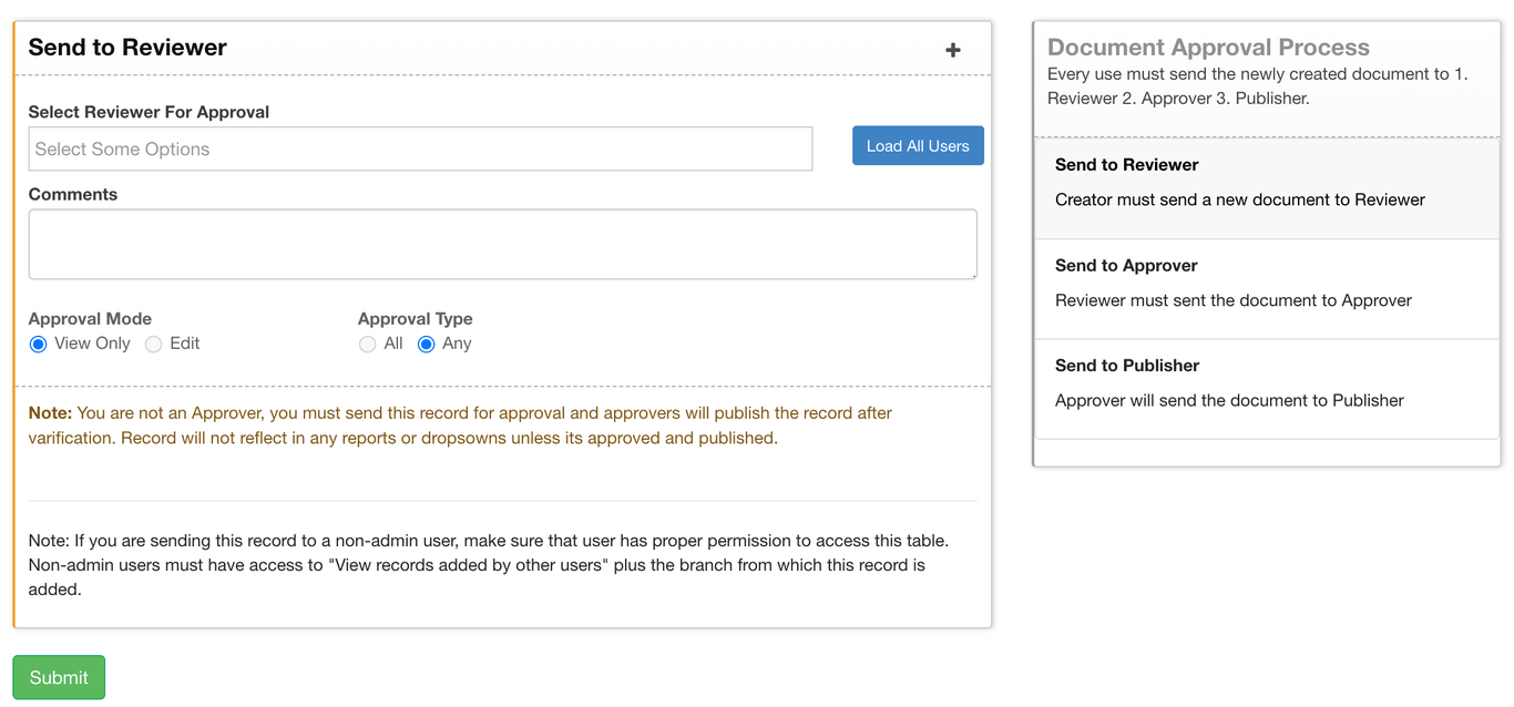 Define the sequence and responsible approvers for each step.