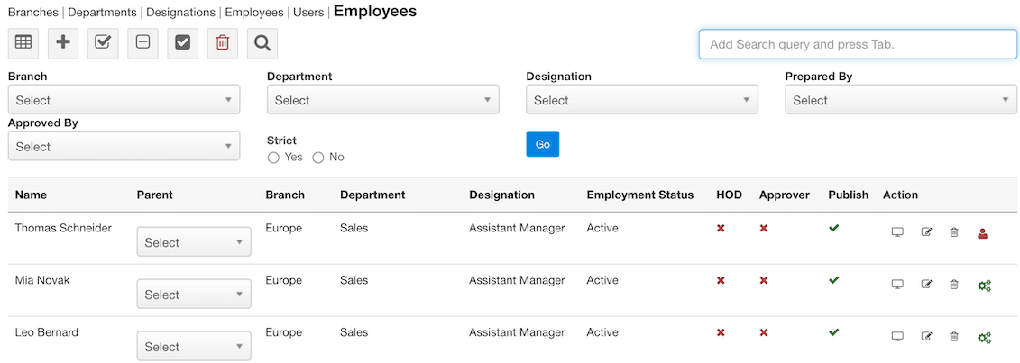 Quick search and sorting